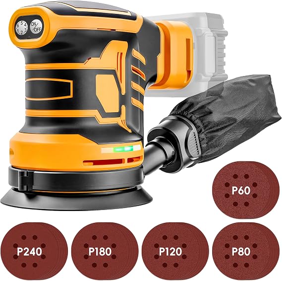Cordless 5-Inch Random Orbital Sander Compatible with DeWalt 20V Battery