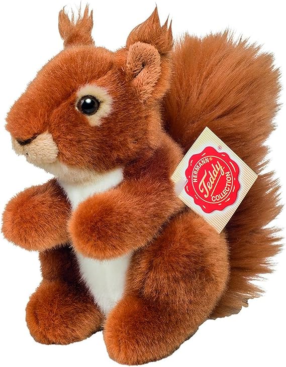 Teddy Hermann 908432 Squirrel Soft Toy 14 cm Lifelike design lovingly crafted details from 18 months washable filling with recycled polyester