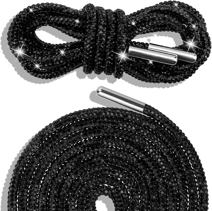 2PCS Rhinestone Glitter Shoelace, Shiny Crystal Replacement Hoodie Strings, Drawstring Cords for Sneakers