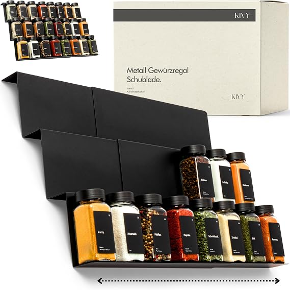 KIVY Spice Rack Drawer Metal – Adjustable & Suitable for Drawers