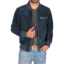 A1 FASHION GOODS Mens Real Suede Bomber Jacket Fitted Classic Colours Black Brown Navy Tan Wade