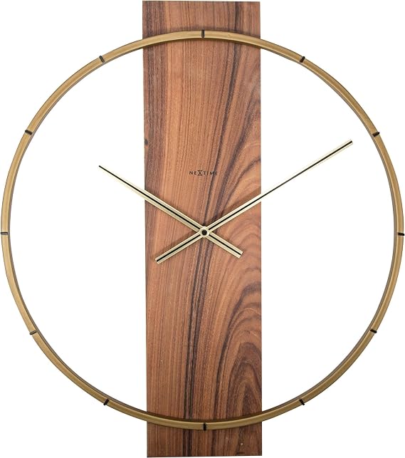 Unek Goods NeXtime Carl Wall Clock | Wood and Metal | 20" | Brown | Battery Operated