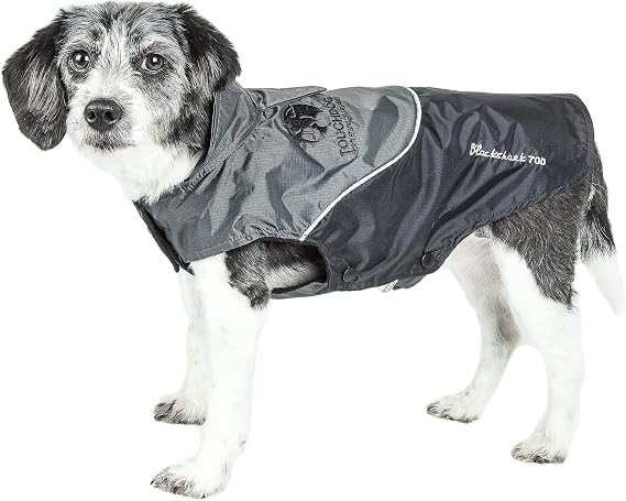 TOUCHDOG 'Subzero-Storm' Waterproof 3M Reflective Pet Dog Coat Jacket with Heavy-Duty Velcro w/ Blackshark Technology, X-Small, Black, Grey