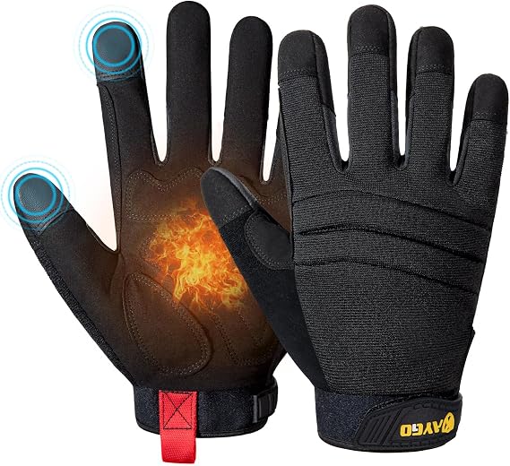 KAYGO Insulated Mechanic Work Gloves, Winter Thermal, KG127W | Double Lining for Warmth & Comfort, Reinforced Palm, Excellent Grip & Dexterity, Heavy Duty For Outdoor Work