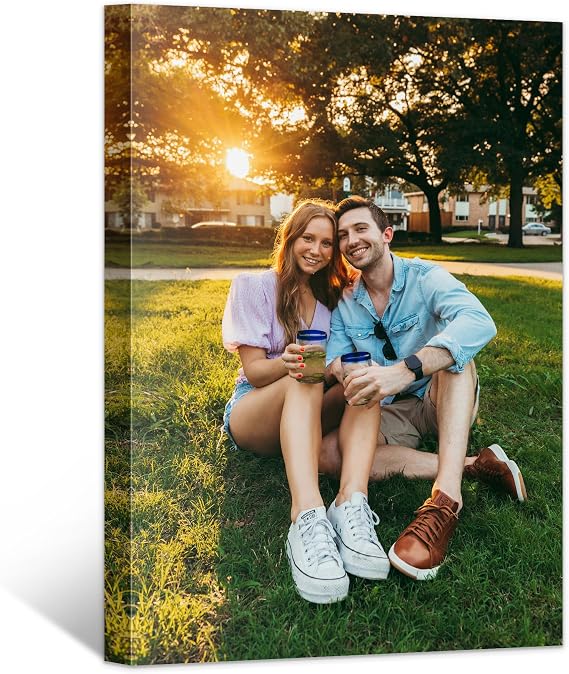 Personalized Canvas Wall Art (Framed 8X 12) Custom Canvas Prints with Your Photos Wall Art for Living Room,Bedroom,Couple Photo Prints for Wedding Family Baby Pets