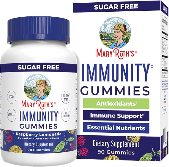 MARYRUTH'S Immunity Gummies for Kids & Adults, Sugar Free, 90 Servings | Elderberry Vitamin C & Zinc, Vitamin D3 & Echinacea, Immune Support Supplement, Vegan, Non GMO, 90ct
