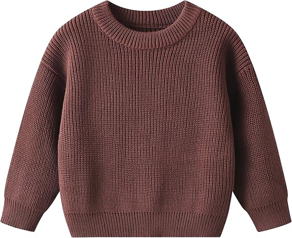 AIWUHE Baby Knit Sweater Toddler Boys Girls Warm Sweater Soild Pullover Round Neck Top Clothes Fall Winter Outfits 6M-6Y