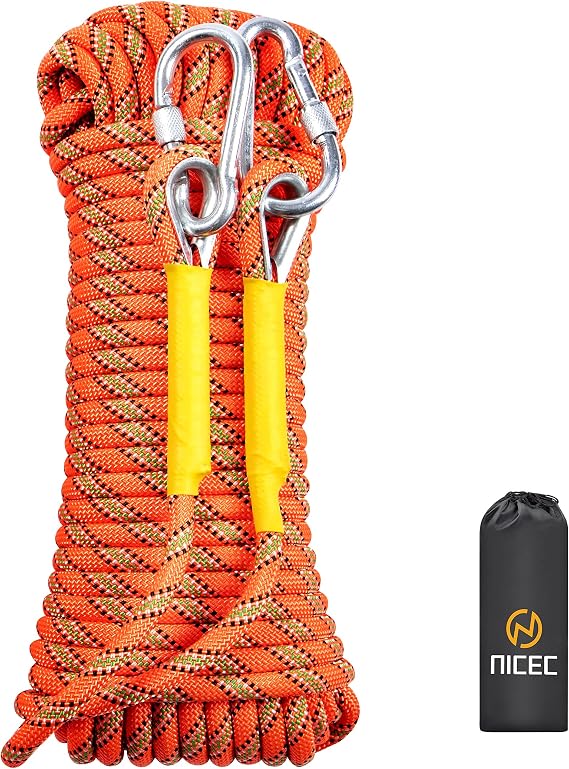Nice C Climbing Rope, Rescue Static Rope, 10mm (Orange, 20M(64ft))