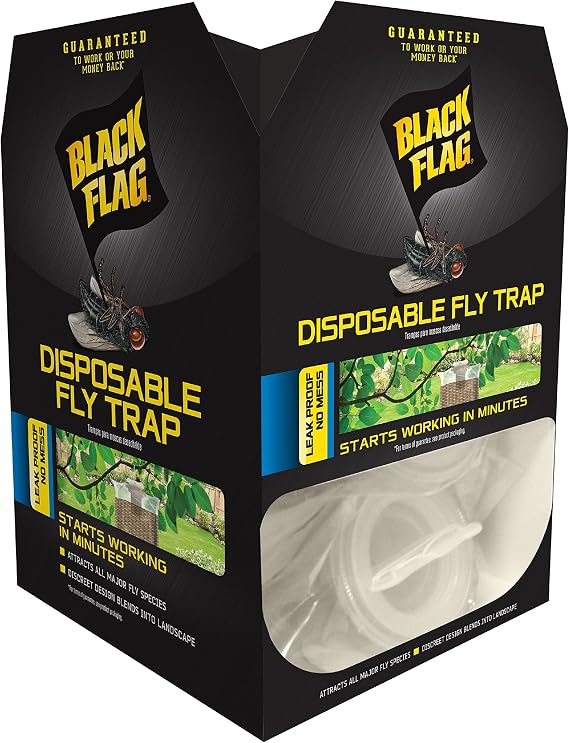 Black Flag Disposable Fly Trap, Attracts All Major Fly Species , 12 Pack