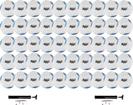 Biggz Digital Soccer Ball Size 5 with Hand Pump - Pack of 12 or 50
