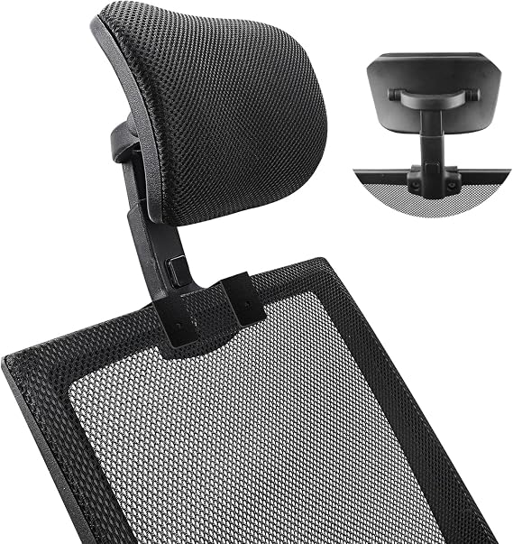 Office Chair Mesh Headrest Attachment Universal, Adjustable & Detachable Ergonomic Neck Support Cushion Clip On, Breathable Mesh Head Pillow Detachable, Compatible with Most Chairs