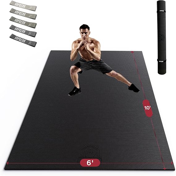 HAPBEAR Large Exercise Mat-6'x4'/7'x5'/6'x8'/6'x9'/6'x10'/6'x12'x 1/3"(8mm)