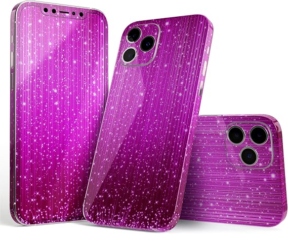DesignSkinz Full Body Skin Decal Wrap Kit Compatible with iPhone 15 Plus - Abstract Pink Neon Rain Curtain