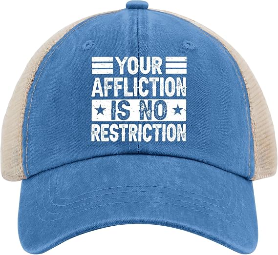 Your Affliction is No Restriction Distressed Baseball Cap for Men 90s Washed Denim Adjustable Hat(s)