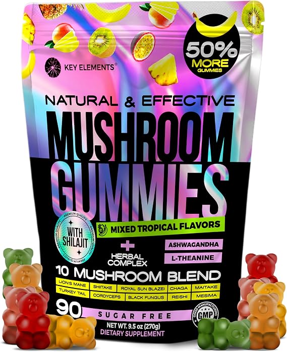 Next-Gen Mushroom Gummies with Ashwagandha L Theanine & Shilajit