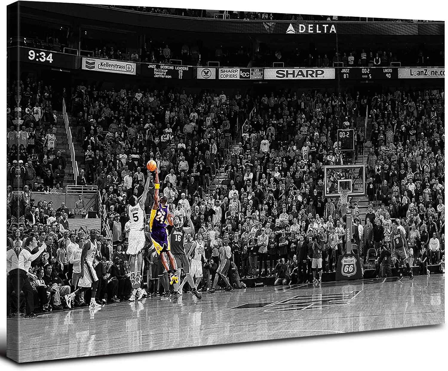 Kobe Wall Art Sports Canvas Poster Basketball Room Decor Black and White NBA Match at Staples Center Prints Picture 12x16 Modern Mamba Mentality Framed Artwork for Boys Bedroom Office Home Decoration