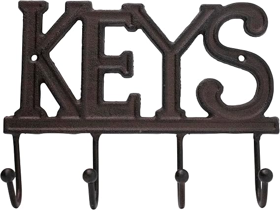 Stephanie Imports Rustic Cast Iron Keys Holder with 4 Key Hooks for Wall Mount (Rustic Bronze)