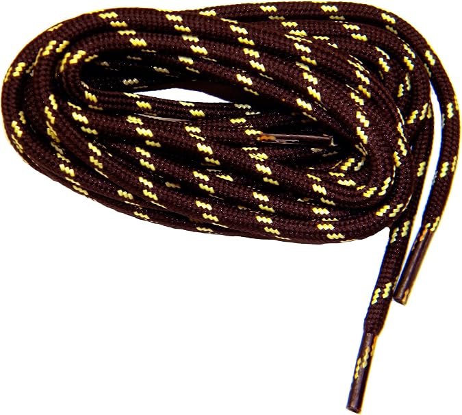 Greatlaces 2 pair pack Brown w/Yellow Heavy Duty Kevlar Reinforced proTOUGH Boot Laces Shoelaces