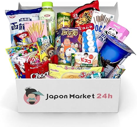 JapanBox Surprise Box: Sortiment an japanischen Süßigkeiten Box Snacks Ramen und japanischen Getränken. Geschenkkorb mit japanischen Lebensmitteln: Smoothies Schokolade Bonbons Shinchan-Kekse