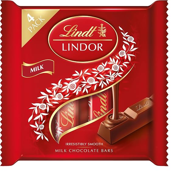 Lindt Lindor Milk Chocolate Bars, 4 x 25g