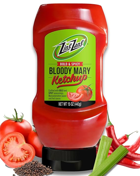 Zing Zang Bloody Mary Ketchup, Tomato Ketchup with Bold & Spicy Seasonings, 15 Oz Bottle (Pack of 1)