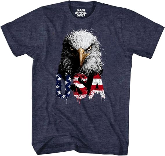 USA Bald Eagle Patriotic Graphic Tee Women Men USA T Shirt for 4th of July American Flag Shirt