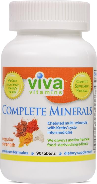 Viva Vitamins - Complete Minerals, Regular Strength - Complete Multiple Mineral Supplement with Krebs' Cycle Intermediates - 90 Tablets