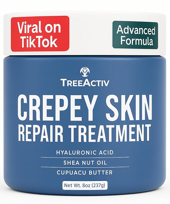 TreeActiv Crepey Skin Repair Cream Original Formula, 8 fl oz, Firming Cream For Face & Neck, Skin Firming Lotion with Hyaluronic Acid, Crepey to Address Dry Crepe