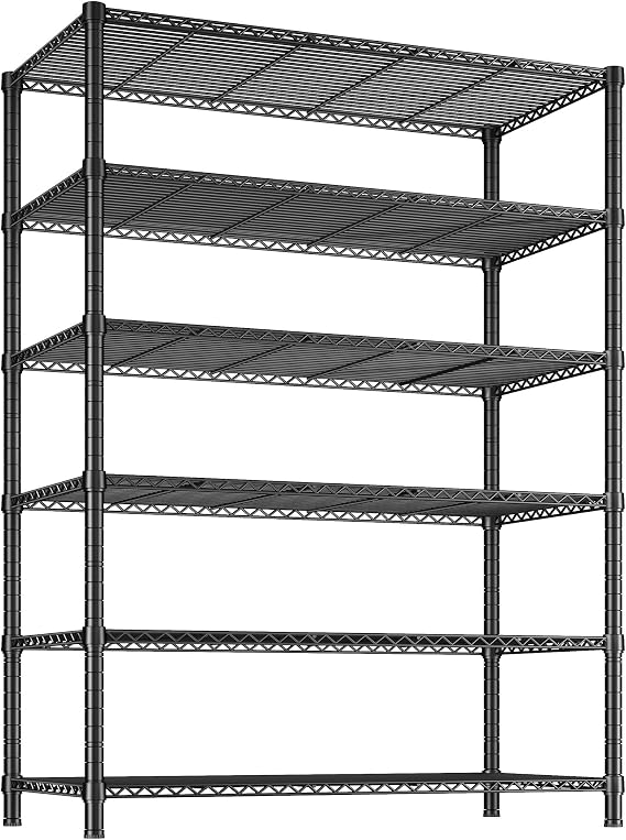 REIBII 75''H 6 Tier Wire Shelving,1800LBS Storage Shelves,Kitchen,Pantry