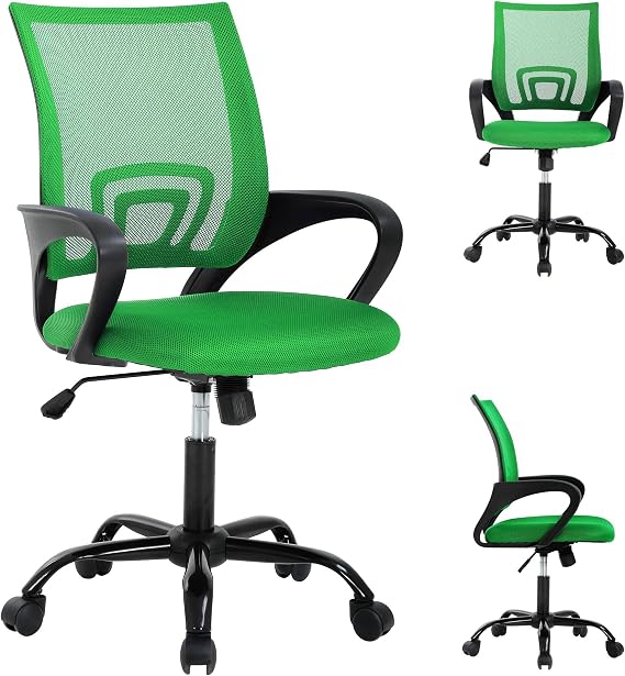 Ergonomic Mesh Office Chair, Adjustable Height Computer Chairs for Adults Lumbar Support Mid-Back Home Office Desk Chairs with Wheels for Office Home, Bedroom