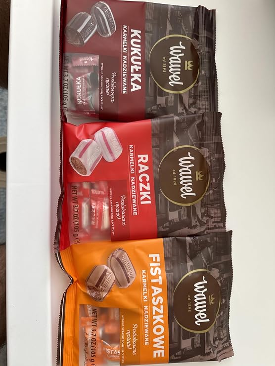 WAWEL Raczki, Kukulki, Fistaszkowe 3 pack x 120 g. Traditional Polish Hard Candies. Product from Poland. Packing by Granda.