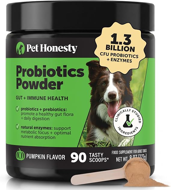 Pet Honesty Dog Probiotic Powder for Digestion & Gut Health, 90 Scoops