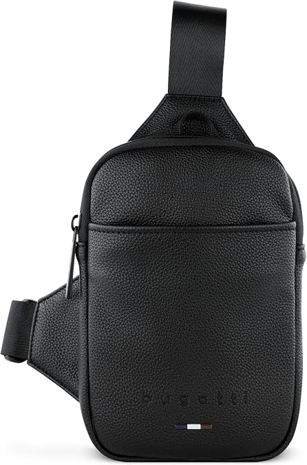 bugatti Rico Mini Elegant Faux Leather Flat Crossbody Bag Black