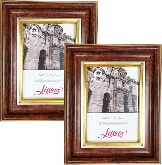 Lilian Dark Brown Display 5x7 Desk/Wall Photo Frame - Wall Mounting Material Included(2-Pack)