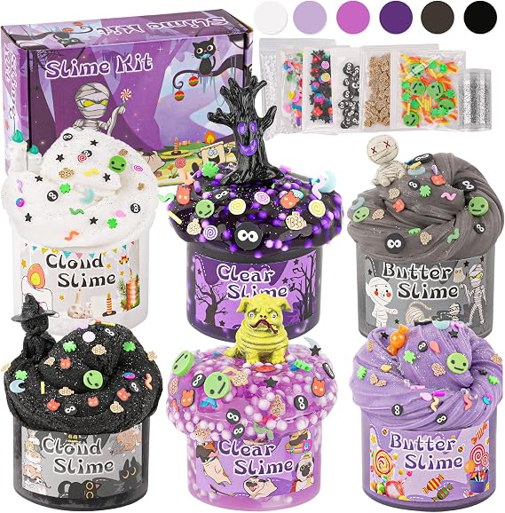 6 Pack Halloween Slime Kit, Cloud Butter Slime for Kids Ages 4-12