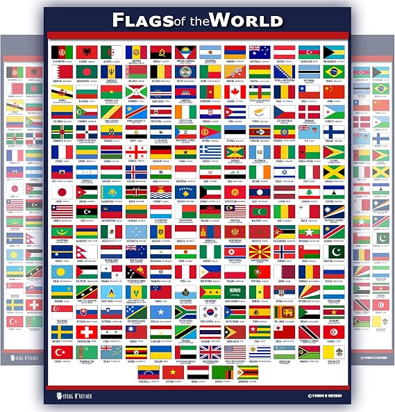 World Flags Educational Poster Laminated Young N Refined (15x20)