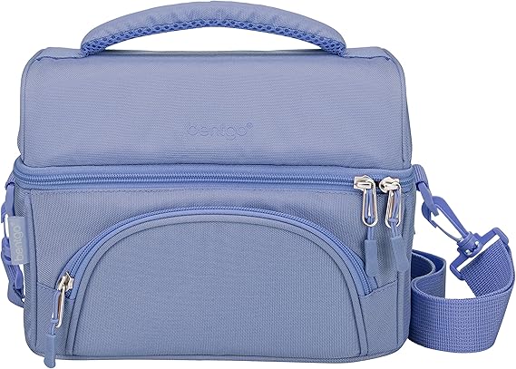 Bentgo Deluxe Lunch Bag - Durable and Insulated Lunch Tote with Zippered Outer Pocket, Internal Mesh Pocket, Padded & Adjustable Straps, 2-Way Zippers - Fits Most Lunch Boxes (Slate)