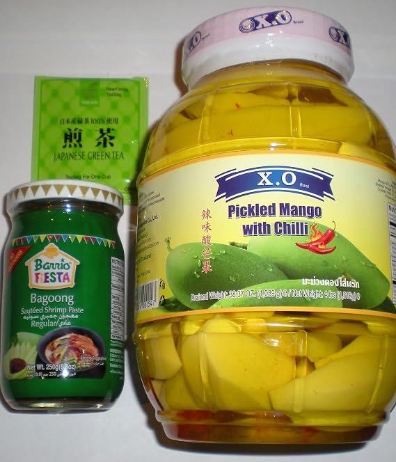 Pickled Spicy Mango and Sauteed Shrimp Fry (Regular) with Green Tea Bonus (Mangga at Bagoong)