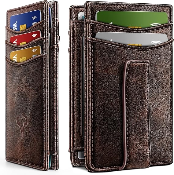BULLIANT Magnetic Slim Leather Pocket Wallet Money Clip For Men 12Cards | RFID Blocking | Easy Access | Gift Boxed