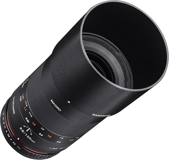 Samyang 100mm F2.8 ED UMC Full Frame Telephoto Macro Lens for MFT Digital SLR Cameras - Ultra Multi-Coated Glass, Bright f/2.8 Aperture, Removable Hood (Black)