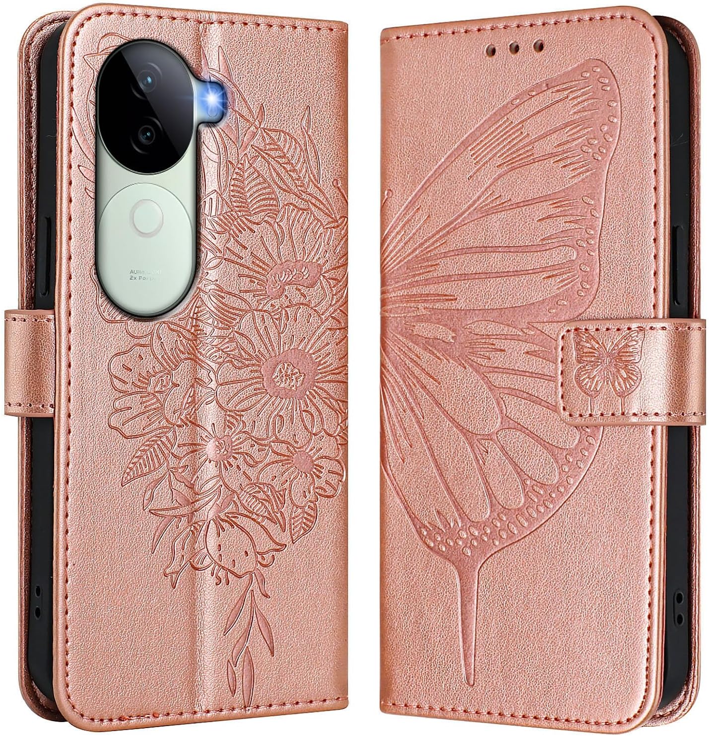 Cover Compatible with Vivo V40e 5G,Compatible with Vivo iQOO Z9s 5G Magnetic Closure Wallet Cell Phone Cover Pink