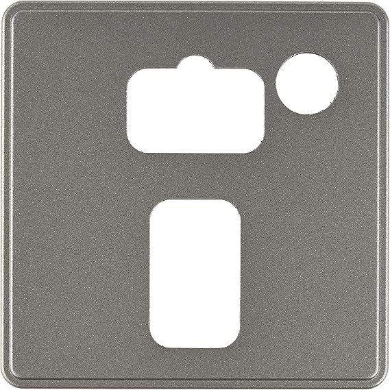 MK (ELECTRIC) Dimensions 1 Gang 13A Connection Unit And Flex Outlet Dark Silver Synthetic Finish Frontplate White