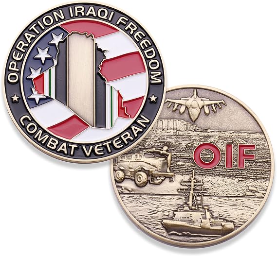 Coins For Anything, Inc OIF Operation Iraqi Freedom Challenge Coin - Military Coin Designed by Military Veterans - Great 3D Detail Die Struck Brass Coin