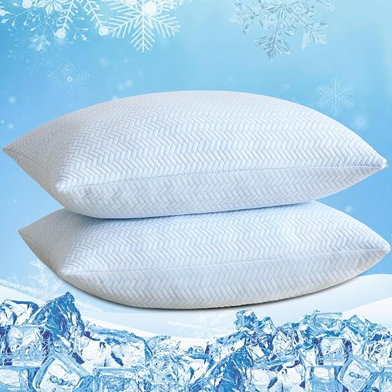 DOWNCOOL Cooling Shredded Memory Foam Pillows Queen Size Set of 2, 20"X30"