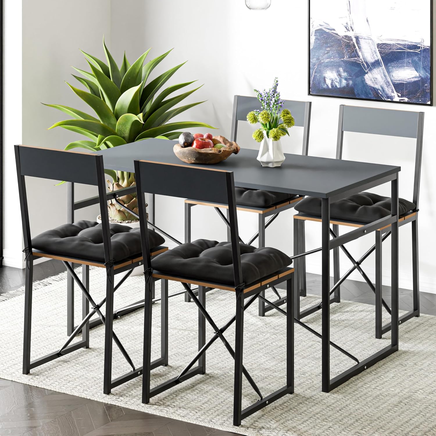 Atlantic Cushioned Kitchen Table Dining Table Set Smoked 1534