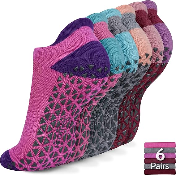 Hromec Pilates Socks Non Slip Grips for Yoga Barefoot Ballet Barre Hospital