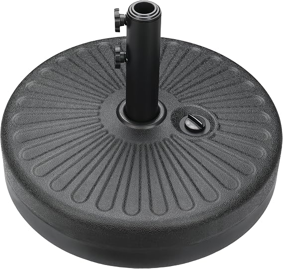 20" 50 lbs Fillable Heavy Duty Umbrella Base, Stable Outdoor Stand, Durable Holder for Lawn Patio Deck and Poolside Parasols, Black