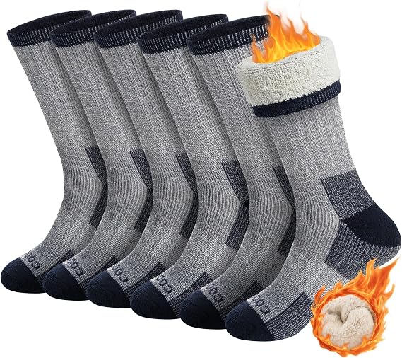 CoolMate Merino Wool Hiking Socks For Men, Warm Socks for Winter, Crew