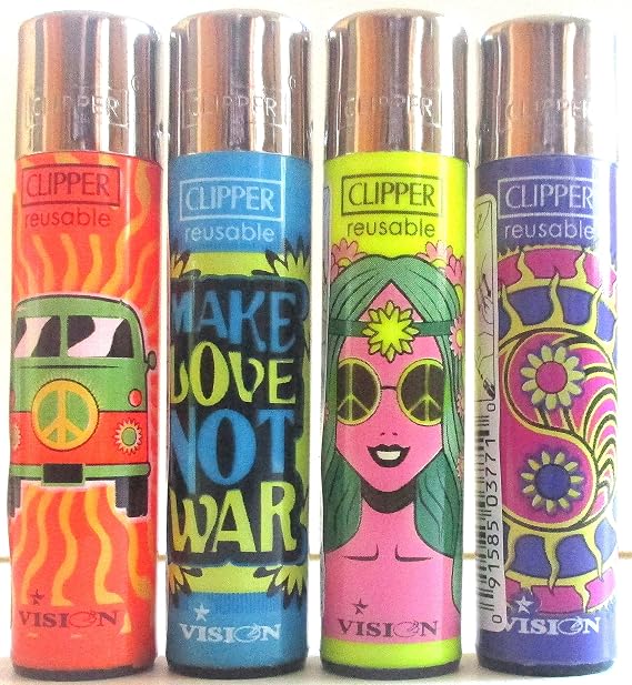 Clipper Lighter 4 Pack (Hippie)