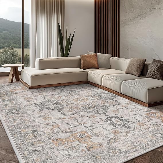 GENIMO Area Rugs 8x10 for Bedroom, Dining, Non Slip Rug, Machine Washable Rugs Low Pile, Lightweight Washable Rug